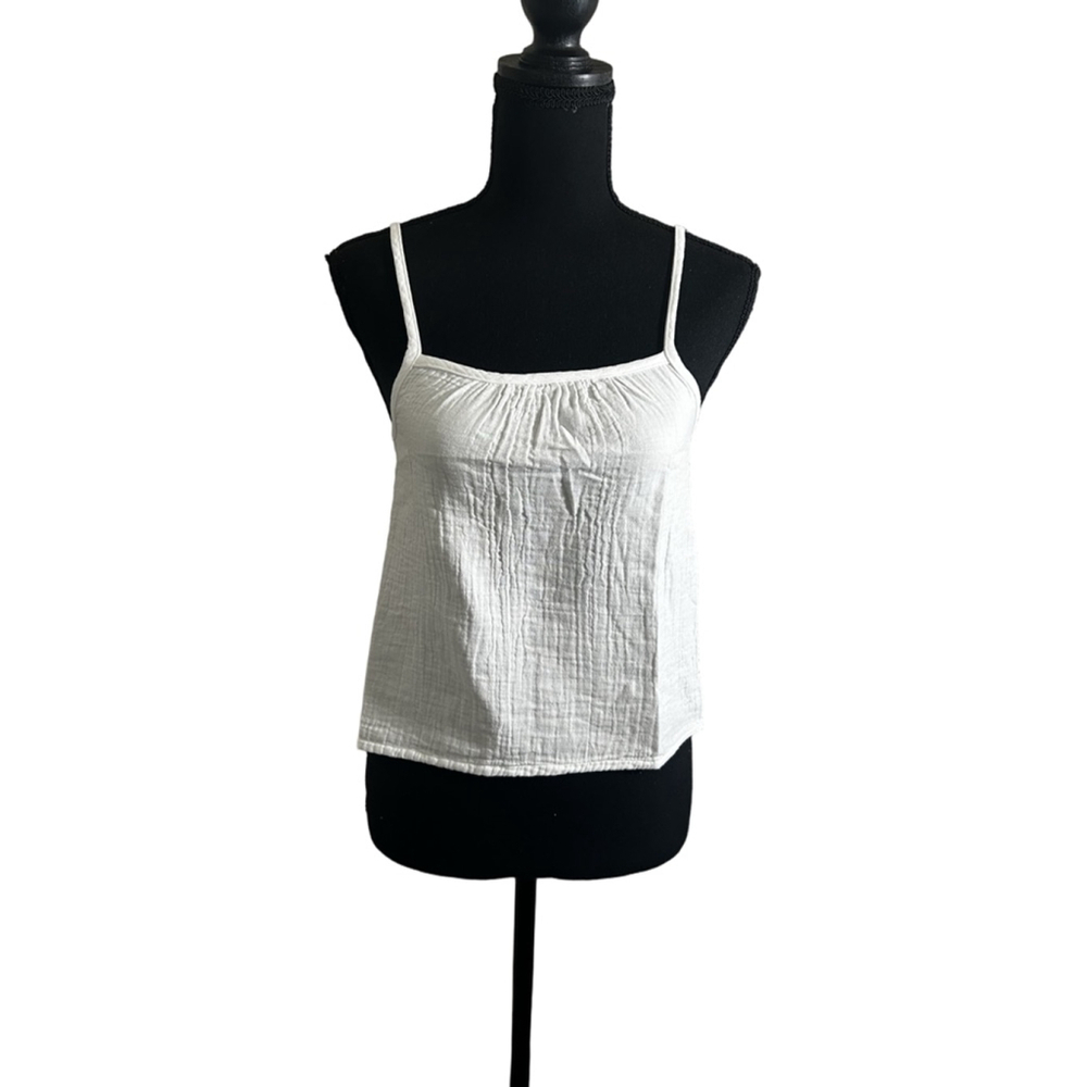 Bobi Los Angeles White Cotton Spaghetti Strap Tank Top, XS | NWT